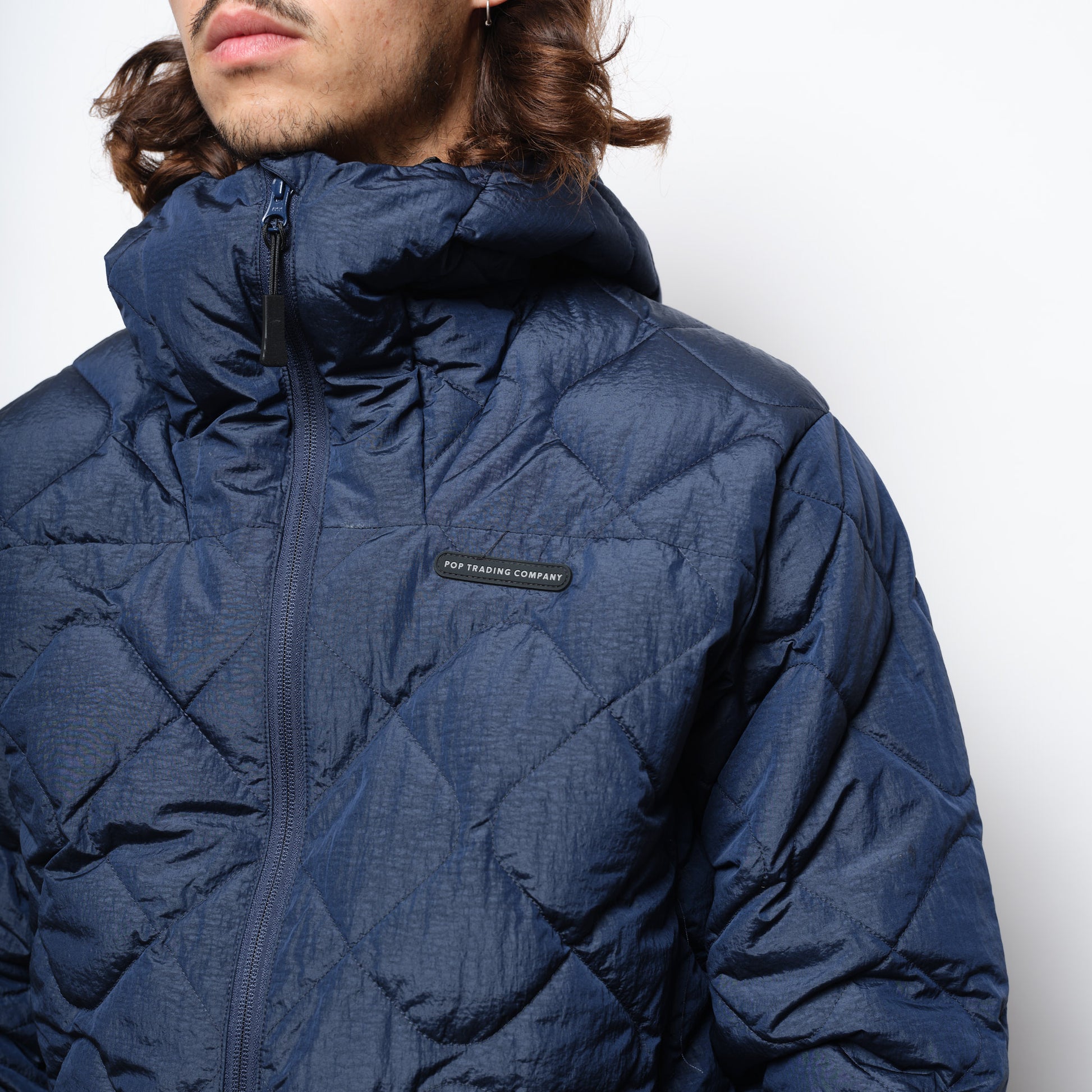 Pop Trading Co  Quilted Jacket Navy