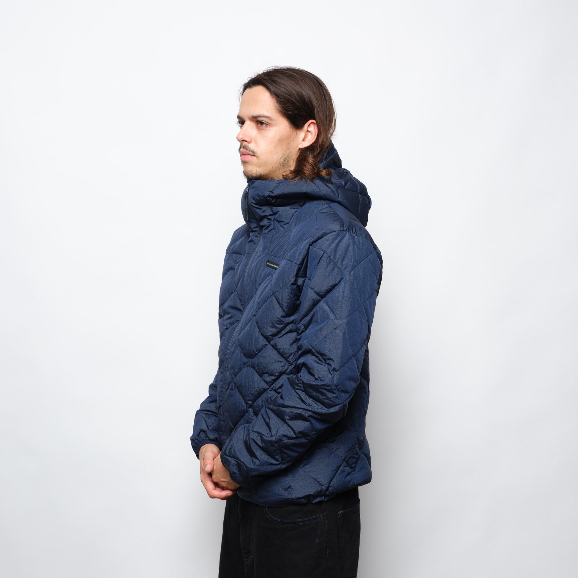 Pop Trading Co  Quilted Jacket Navy