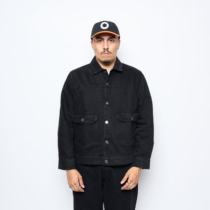 Pop Trading Company - Full Button Denim Jacket (Black)