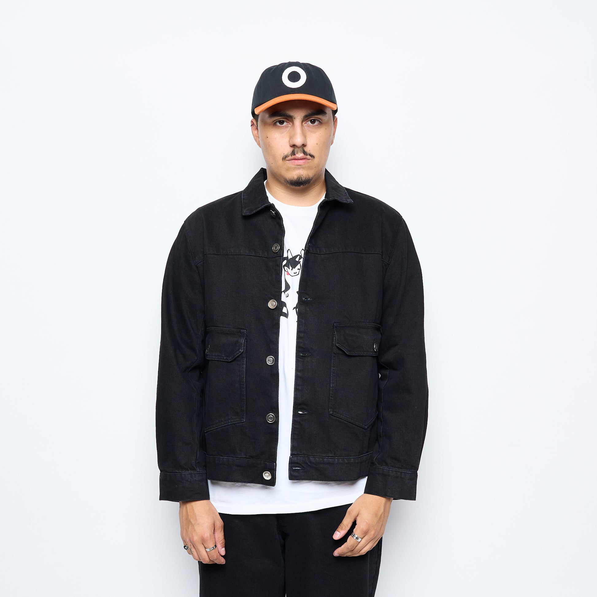 Pop Trading Company - Full Button Denim Jacket (Black)