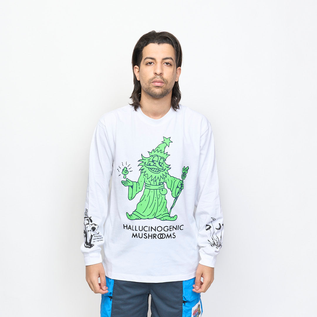 Real Bad Man - Hallucinogenic Wiz LS Tee Organic (White)