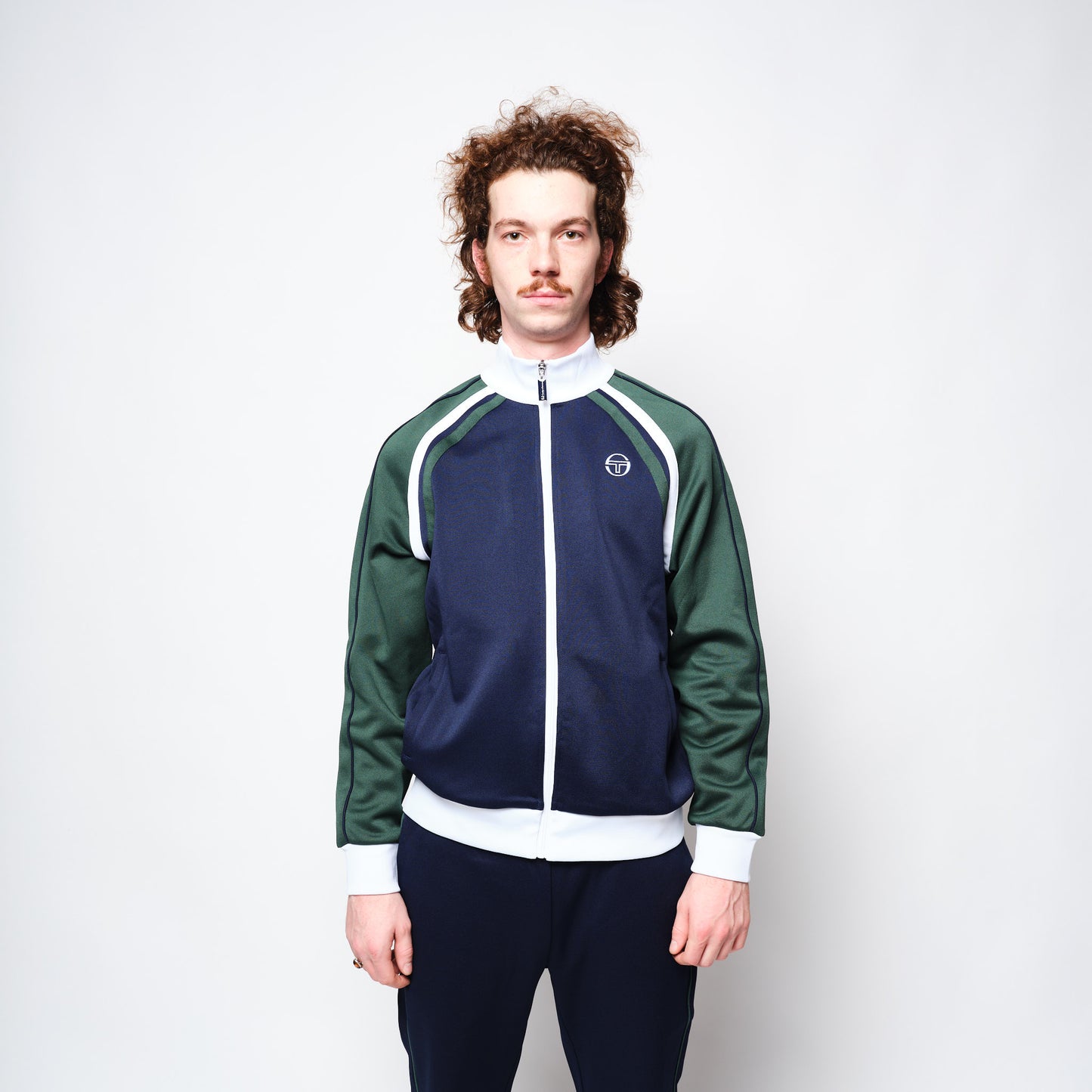 Sergio Tacchini Ghibli Piquet Tracktop Navy/Pine Green