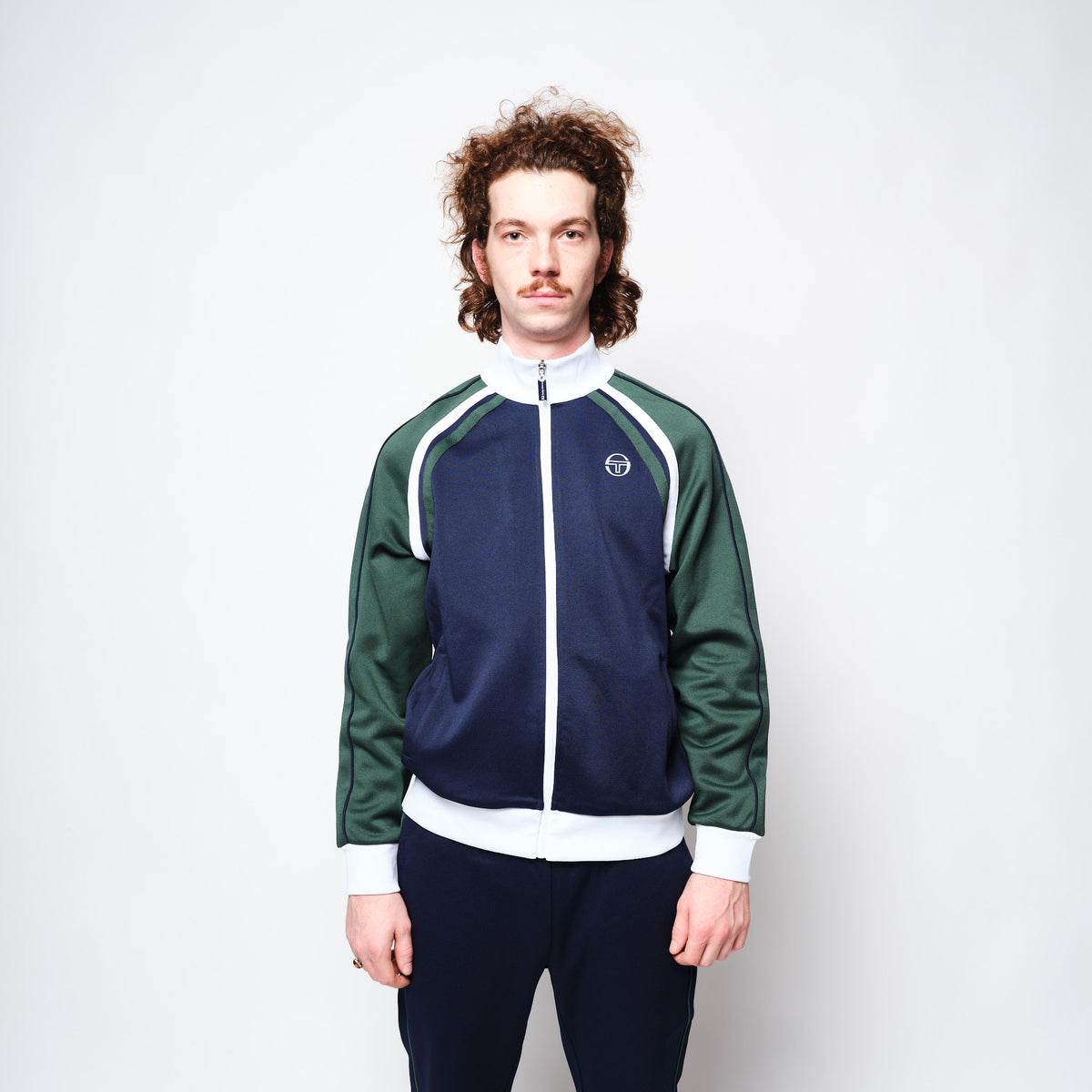 Sergio Tacchini Ghibli Piquet Tracktop Navy/Pine Green