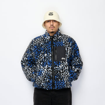Stüssy - Sherpa Reversible Jacket (Leopard Blue)