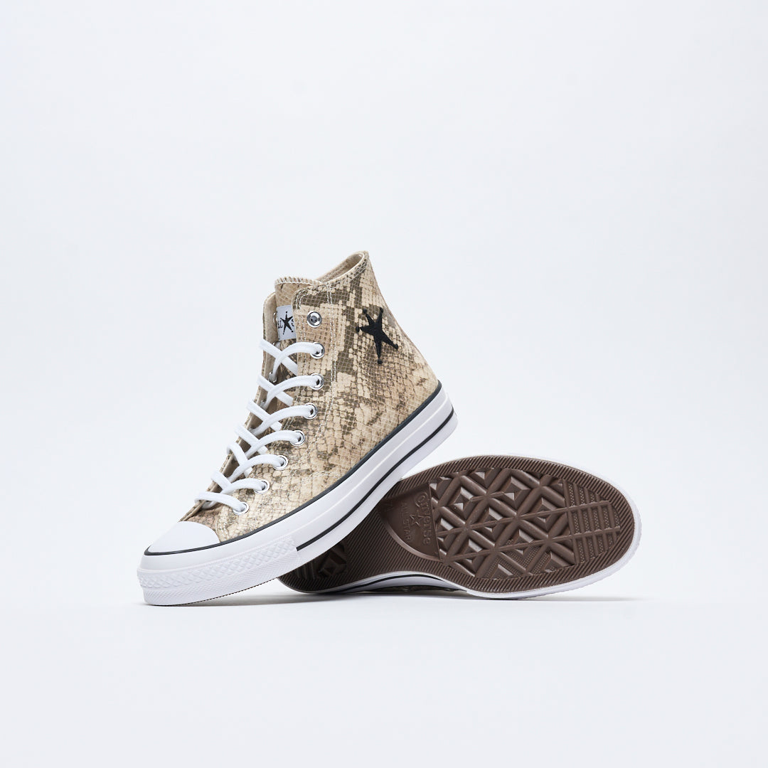 Stussy x Converse - Chuck 70 HI "Snakeskin" print (Grey/Black/Egret)