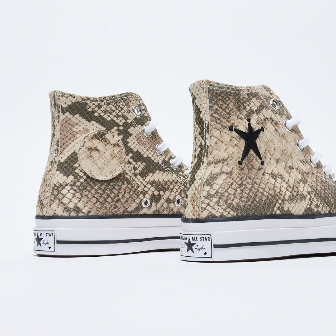 Stussy x Converse - Chuck 70 HI "Snakeskin" print (Grey/Black/Egret)