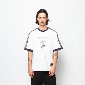 Thrasher x AFA x Adidas Skateboarding - Gonz Ringer Tee (White/Black)