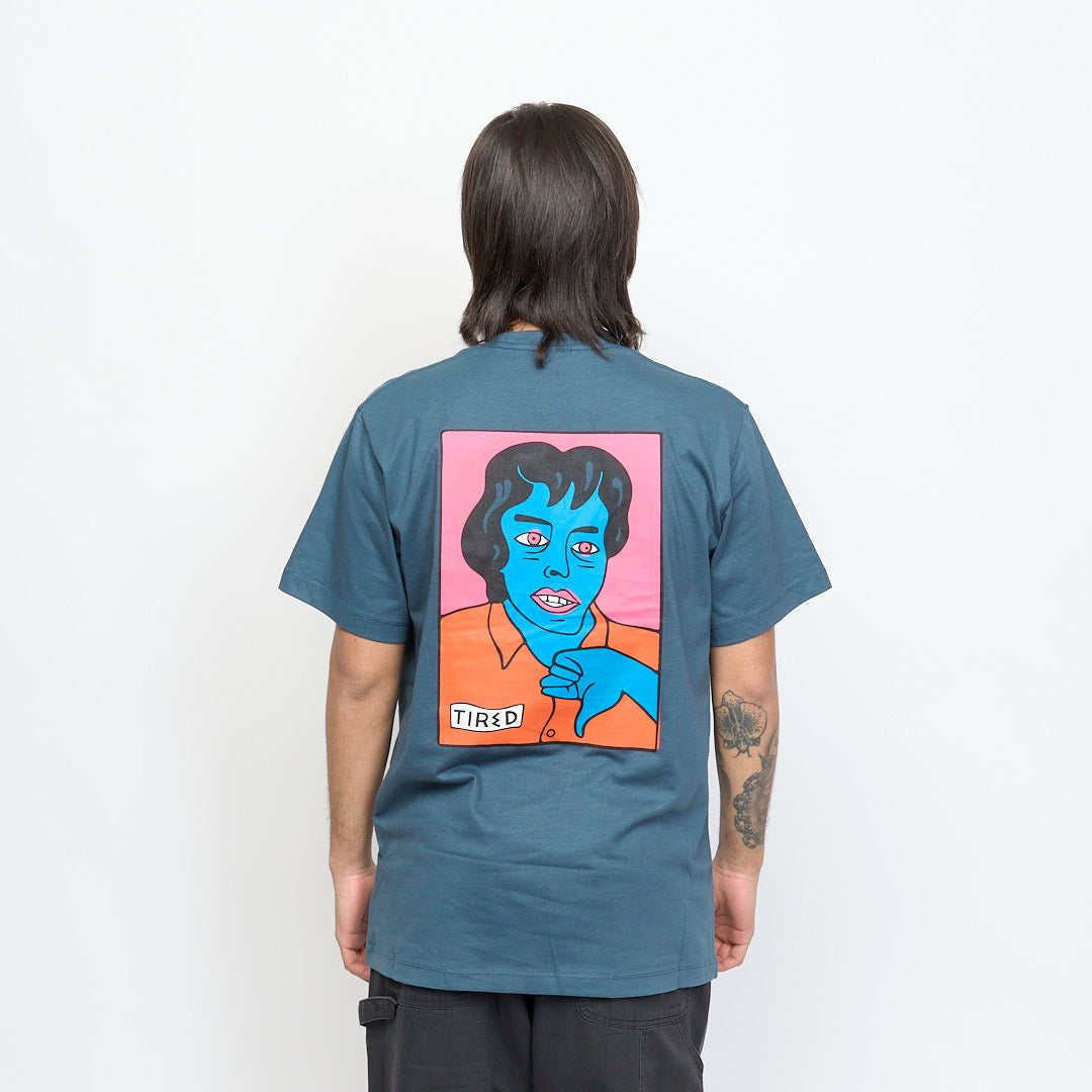 Tired Skateboards - Thumb Down SS Organic Tee (Orion Blue)