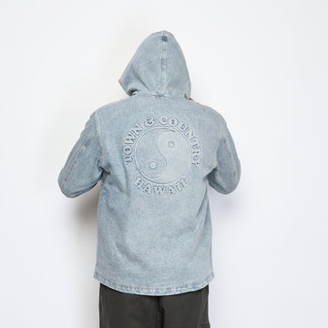 Town & Country T&C - Denim Hooded Coach Jacket (Blue Used Wash)