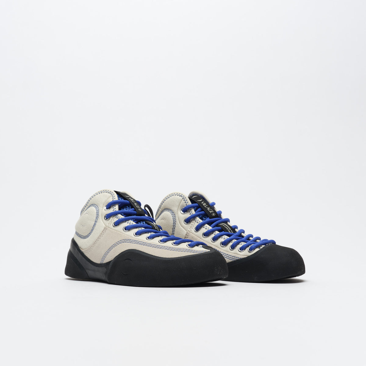 Village PM - 1PM Mid Leather Suede Canvas Cream Blue/Natural Black