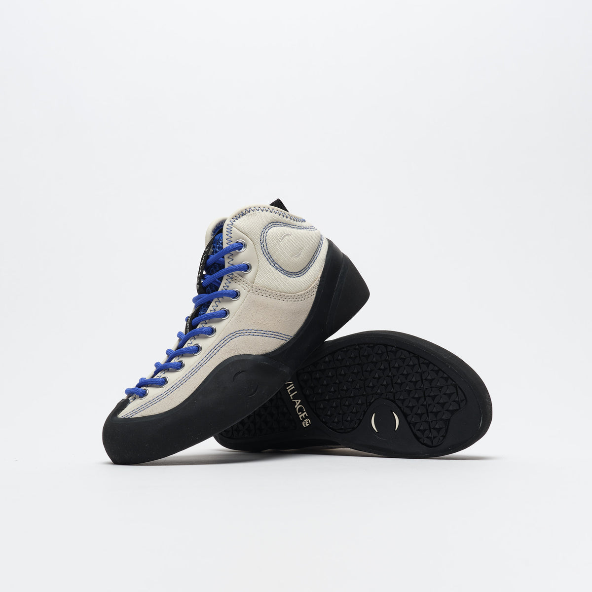 Village PM - 1PM Mid Leather Suede Canvas Cream Blue/Natural Black