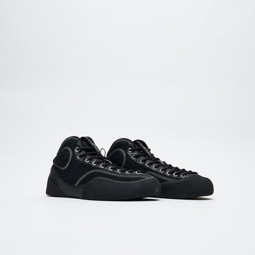 Village PM - 1PM Mid Leather Suede / Canvas (Black/Natural Black)
