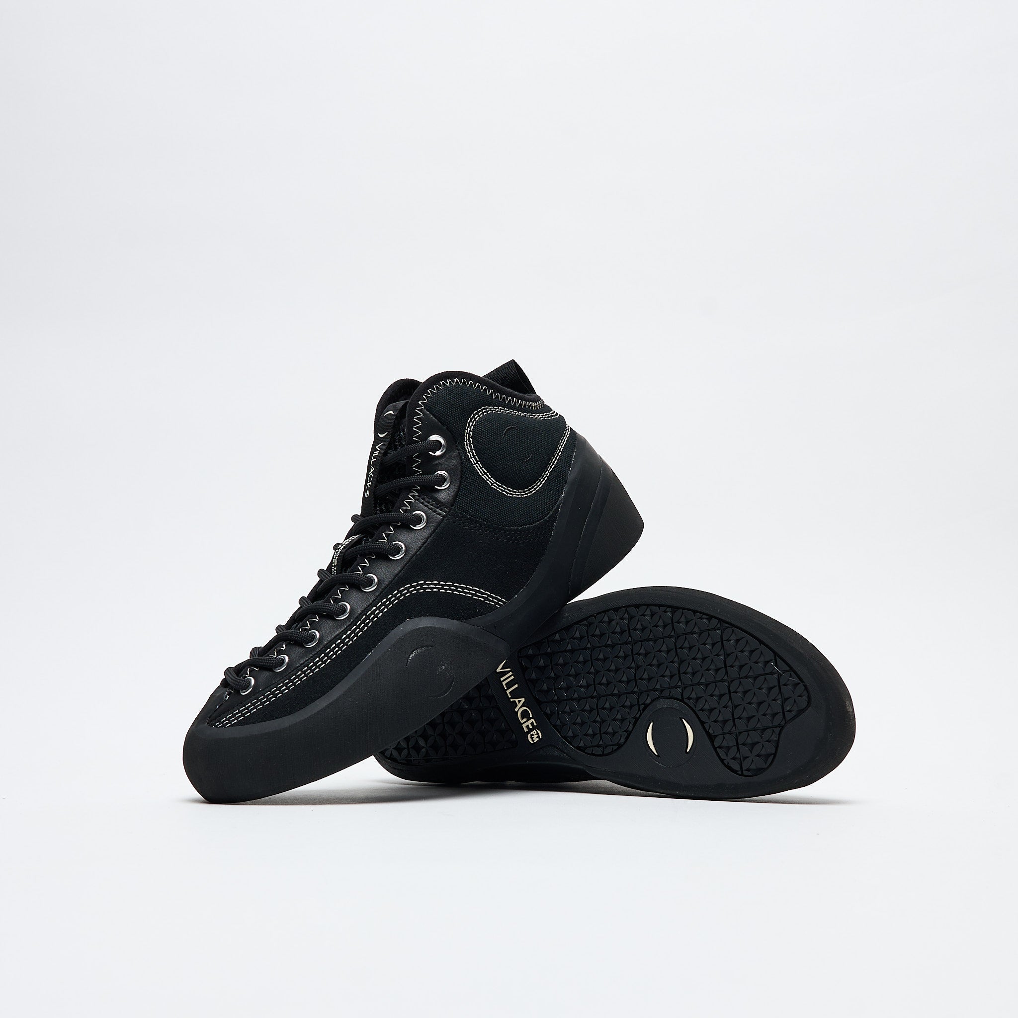 Village PM - 1PM Mid Leather Suede / Canvas (Black/Natural Black