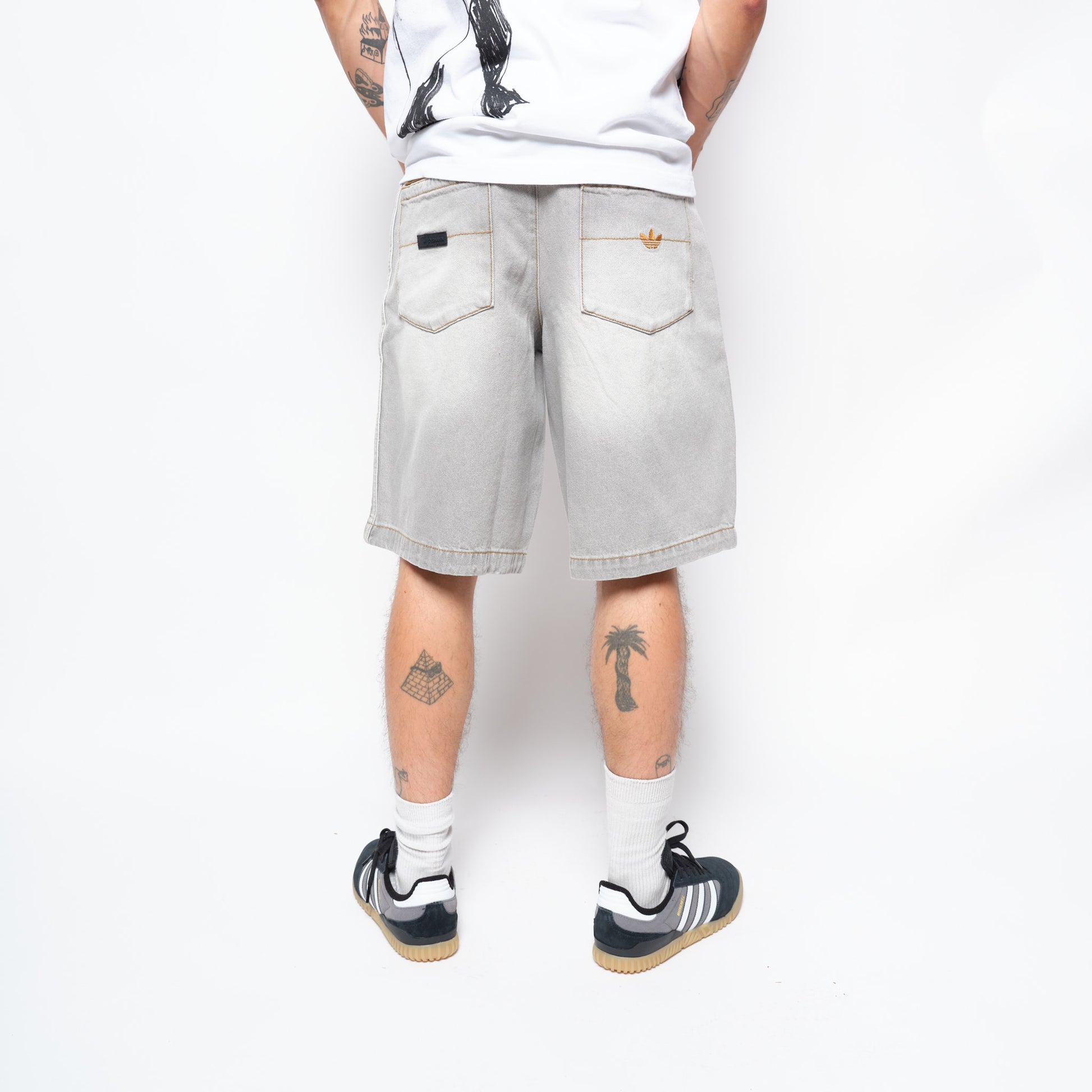 adidas Skateboarding Tyshawn Washed Denim Jort Grey Two