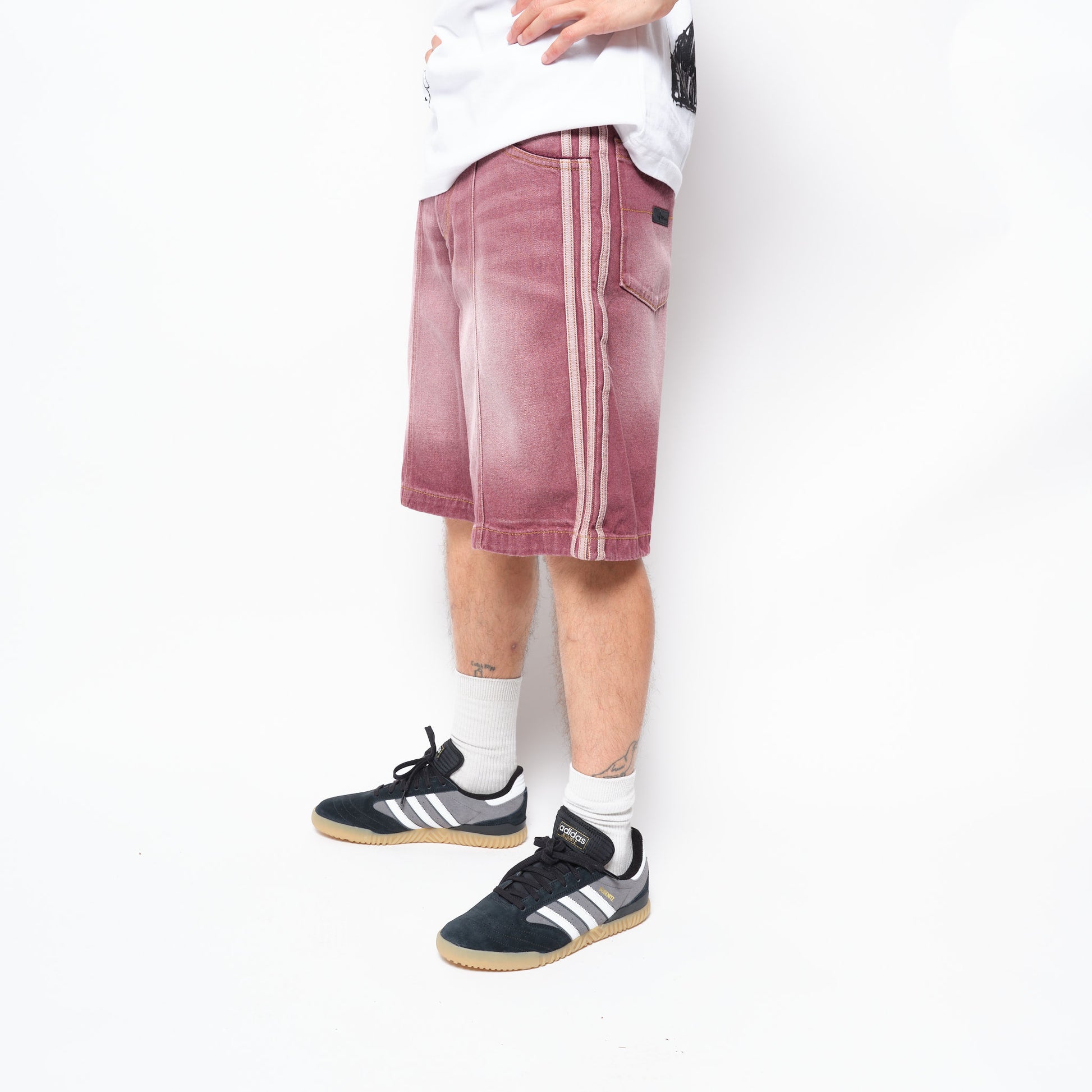 adidas Skateboarding Tyshawn Washed Denim Jort Maroon