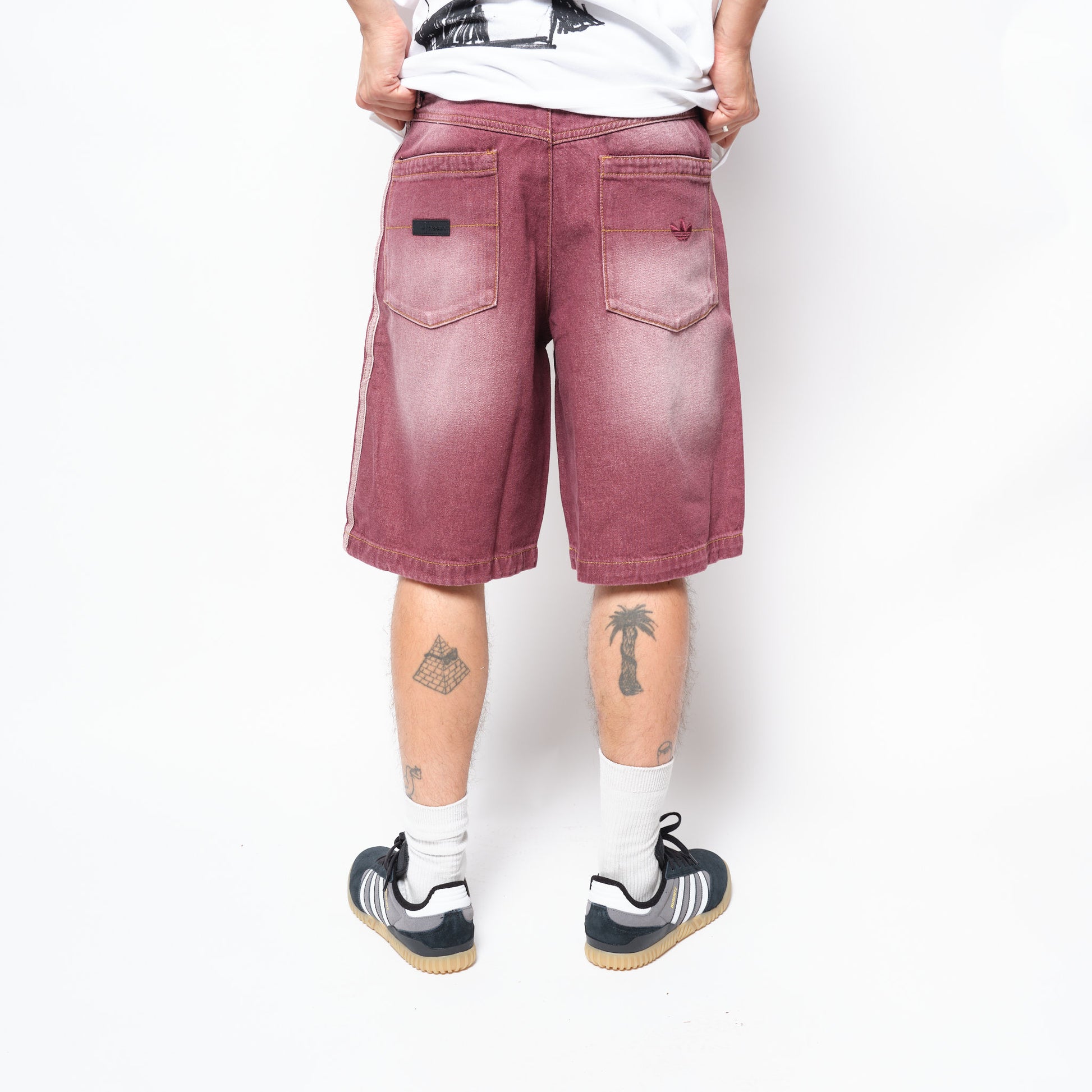 adidas Skateboarding Tyshawn Washed Denim Jort Maroon