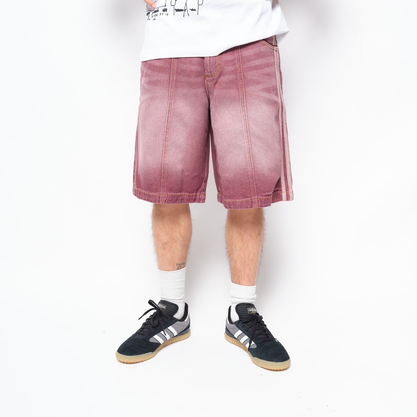 adidas Skateboarding Tyshawn Washed Denim Jort Maroon