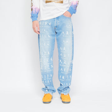 Aries - Destroyed Batten Jeans (Blue)