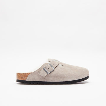 Birkenstock Boston Shearling Suede Stone Coin