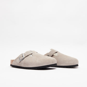 Birkenstock Boston Shearling Suede Stone Coin