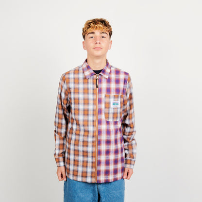 Butter Goods Patchwork Plaid Overshirt - Brown / Purple