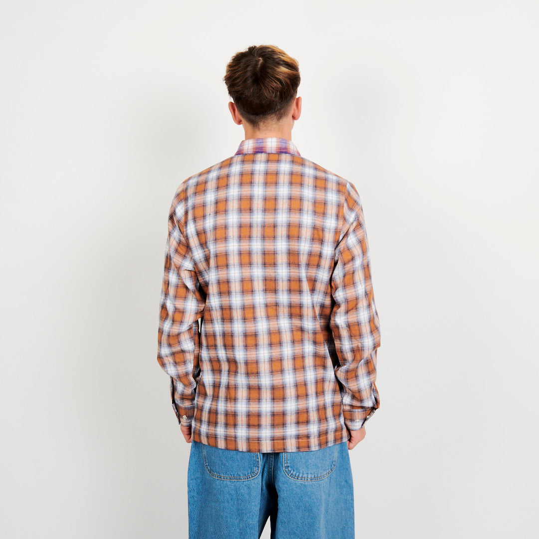 Butter Goods Patchwork Plaid Overshirt - Brown / Purple