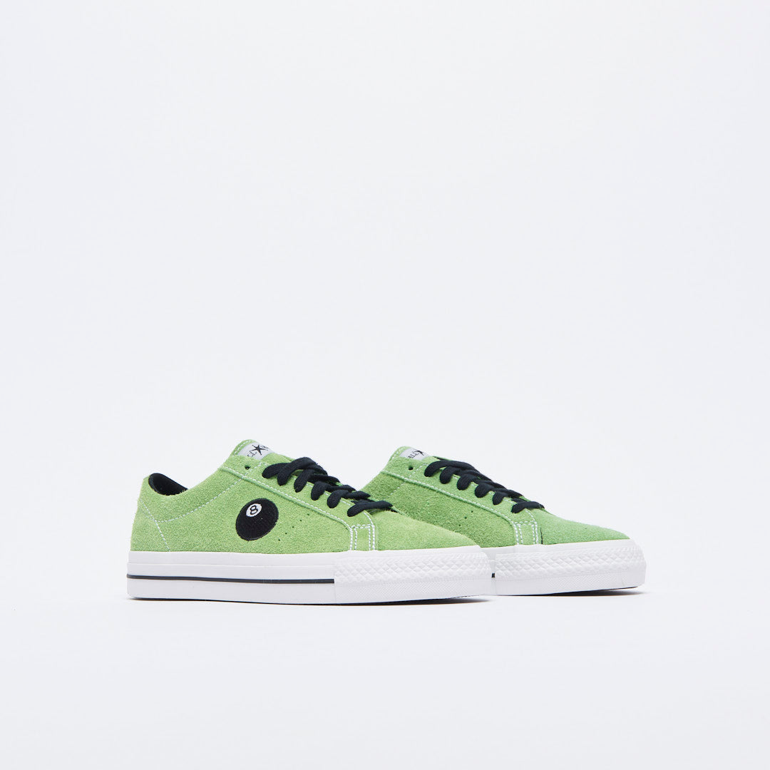 Converse x Stussy - One Star Pro OX "8-Ball" (Green Flash / White / Black)