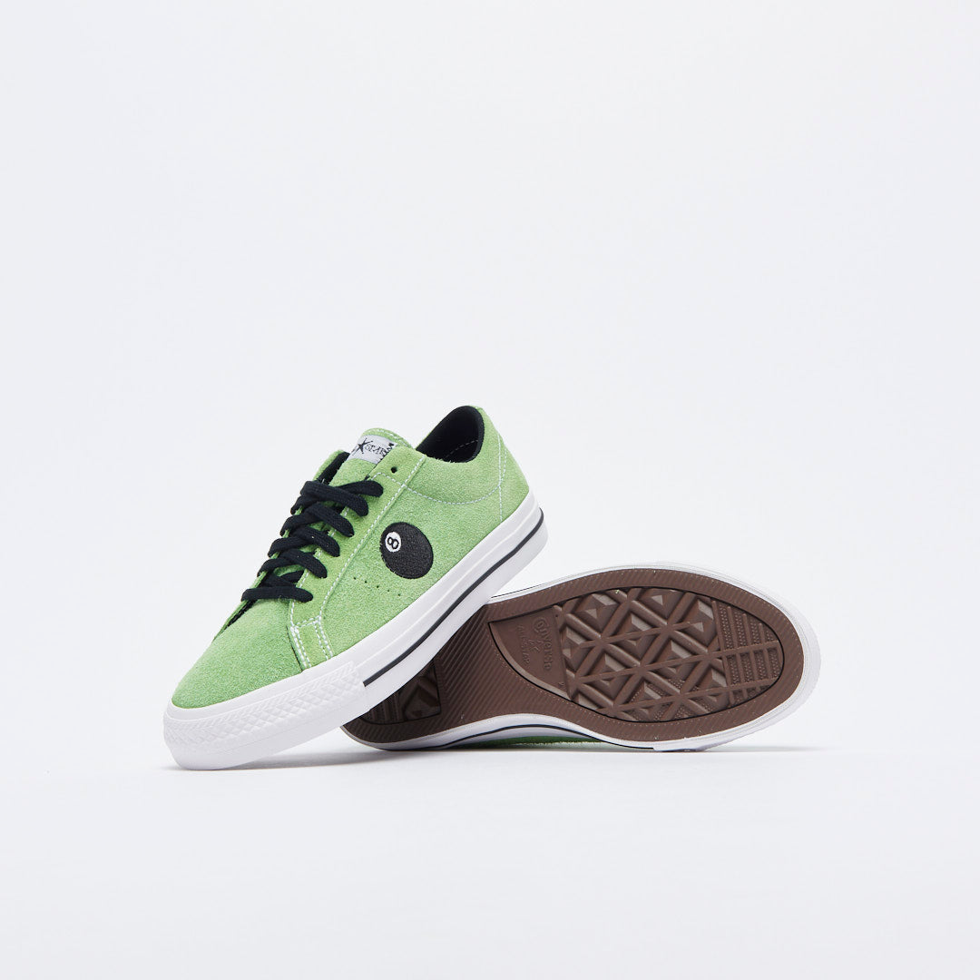 Converse x Stussy - One Star Pro OX "8-Ball" (Green Flash / White / Black)