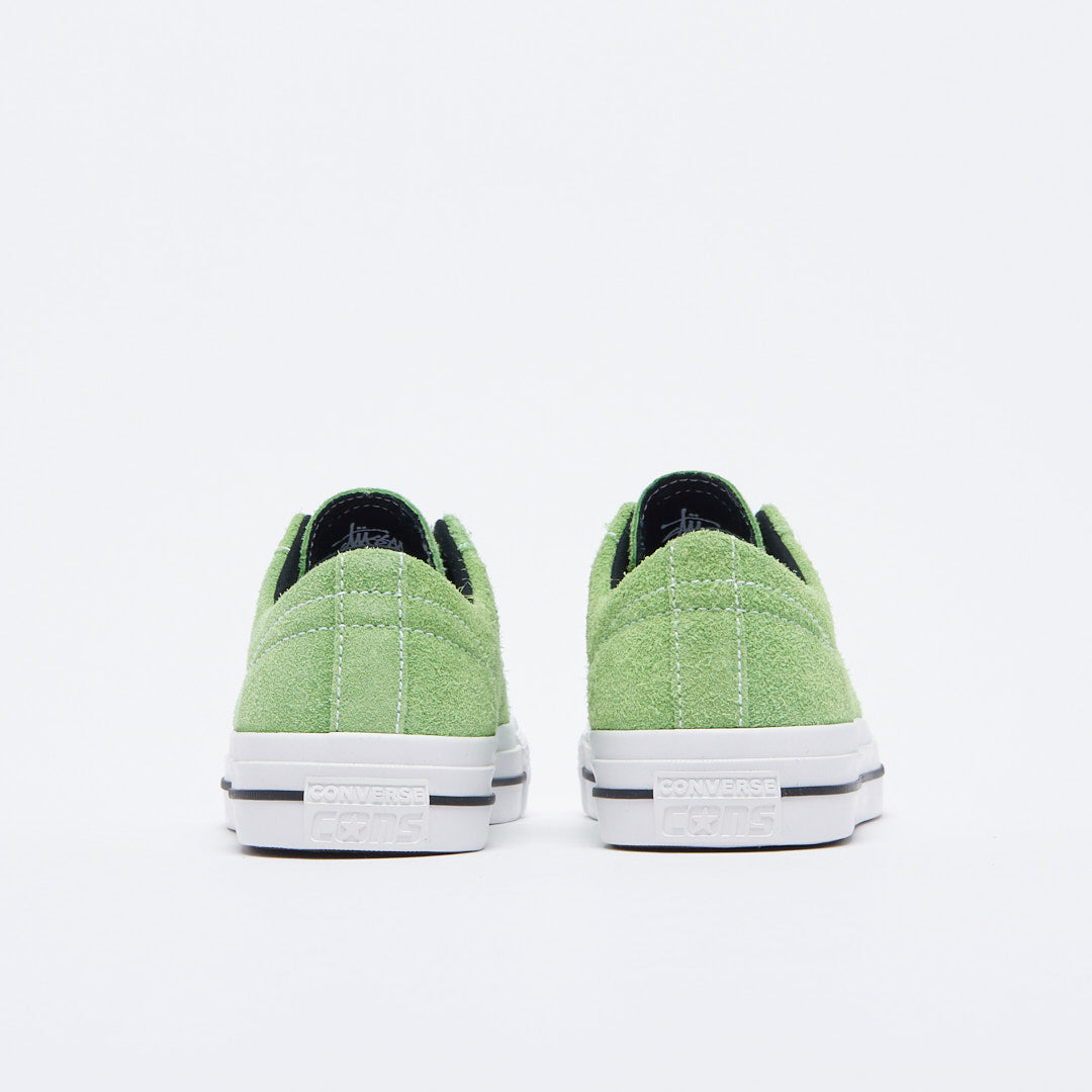 Converse x Stussy - One Star Pro OX "8-Ball" (Green Flash / White / Black)