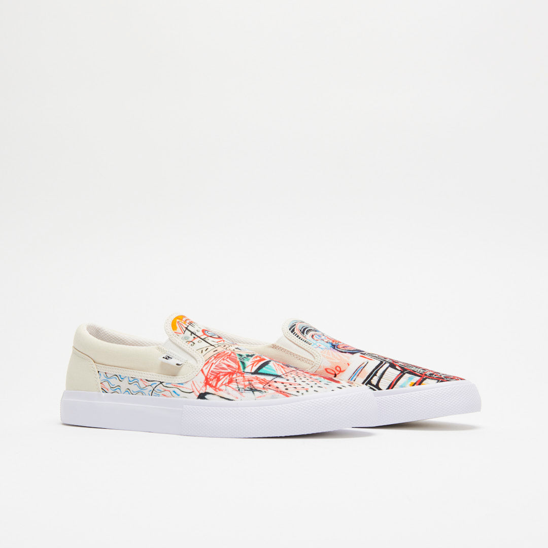 DC Shoes Basquiat x Manual Slip On - White/Graffiti Print