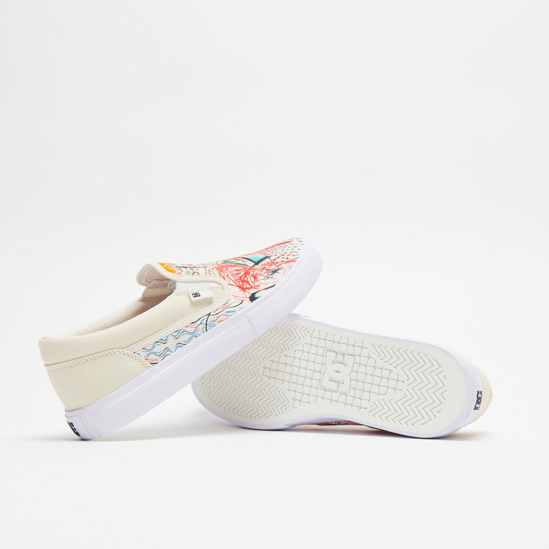 DC Shoes Basquiat x Manual Slip On - White/Graffiti Print