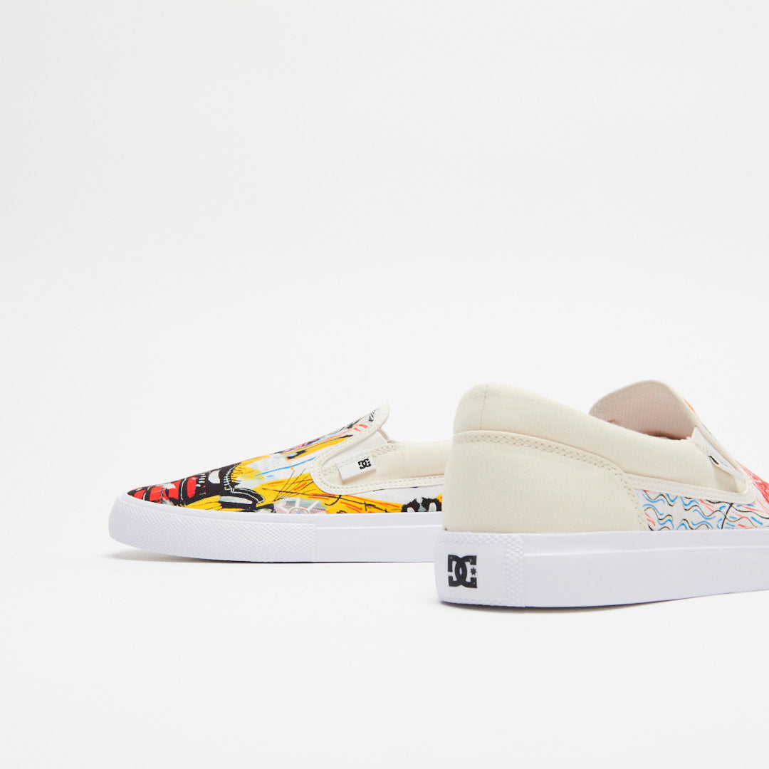 DC Shoes Basquiat x Manual Slip On - White/Graffiti Print