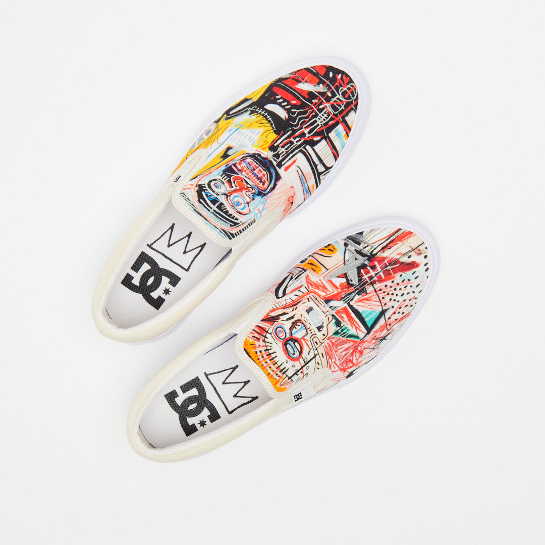 DC Shoes Basquiat x Manual Slip On - White/Graffiti Print
