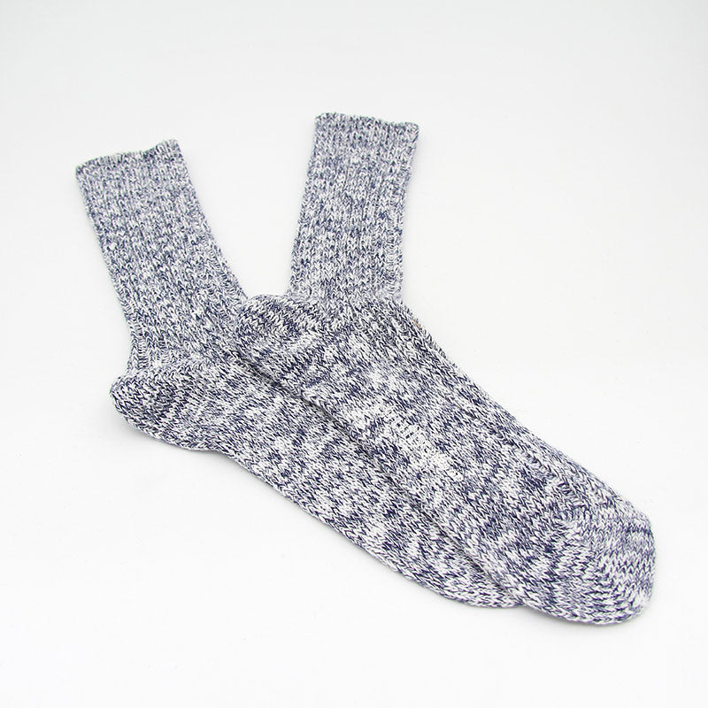 Druthers Organic Cotton Rib Slub Crew Sock - Navy & White