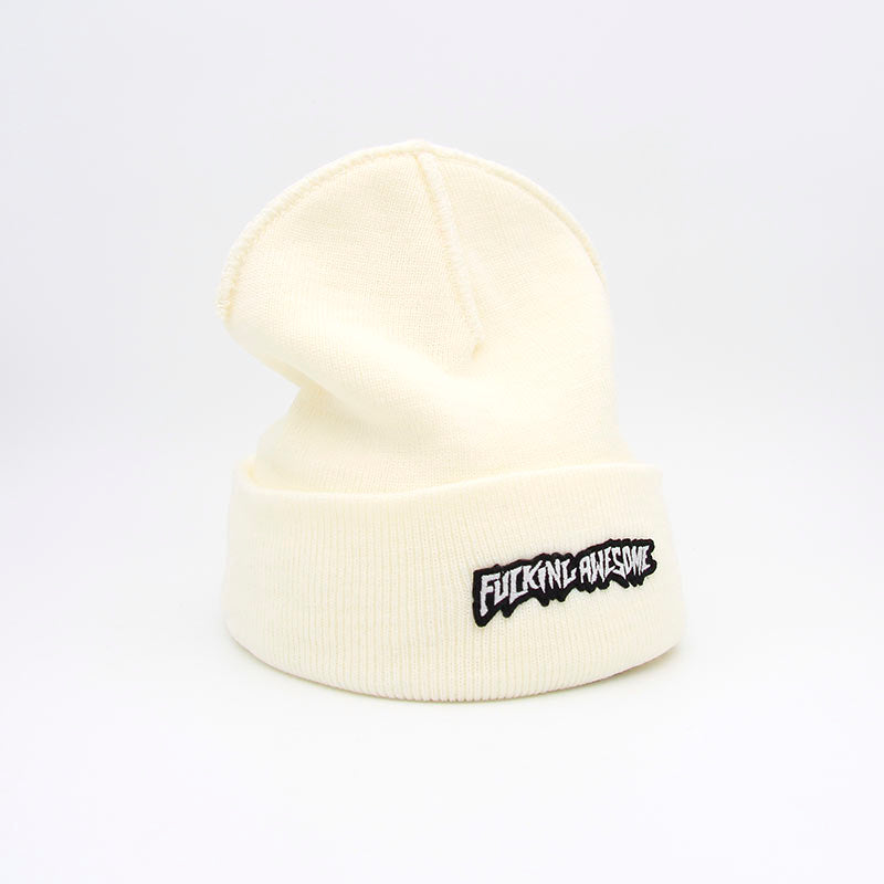 Fucking Awesome Little Stamp Cuff Beanie Ivory