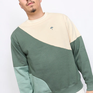 Helas Caps Co - Wavy Block Crewneck (Green/Beige)