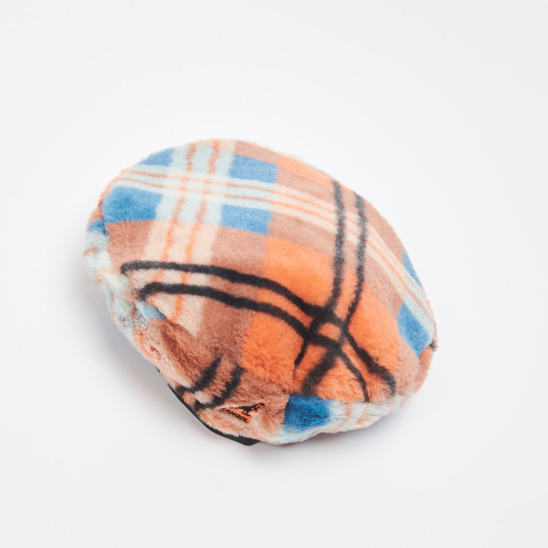 Kangol Faux Fur Beret - Orange Plaid