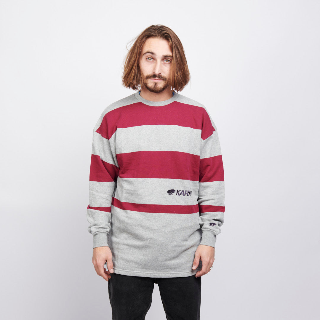 Karhu Uni Striped Sweatshirt Heather Grey/Rhodondendron