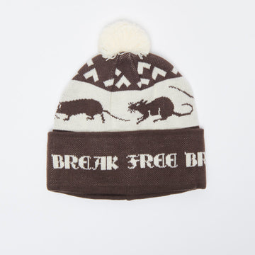 Last Resort AB - Rat Race Pom-Pom Fold Beanie (Choc Brown)