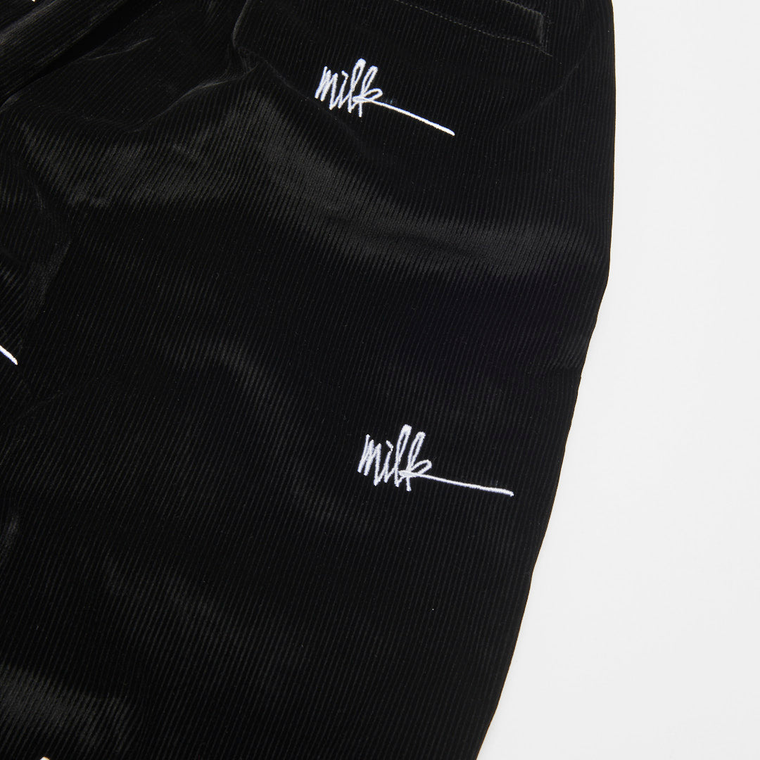 MILK Corduroy Pants All Over Embroidered Black