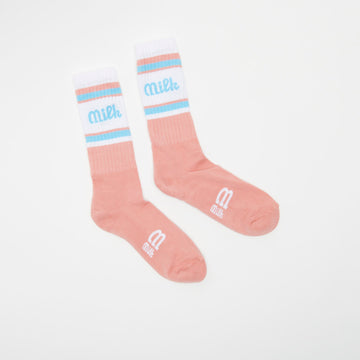 Milk Milson Socks Made in France - Rose Antico/Light Blue