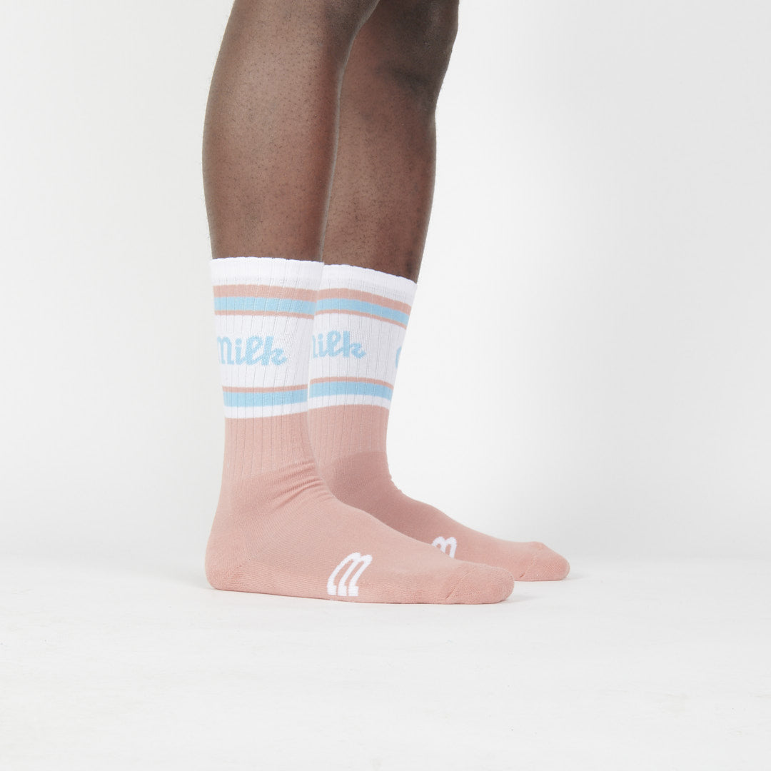 Milk Milson Socks Made in France - Rose Antico/Light Blue