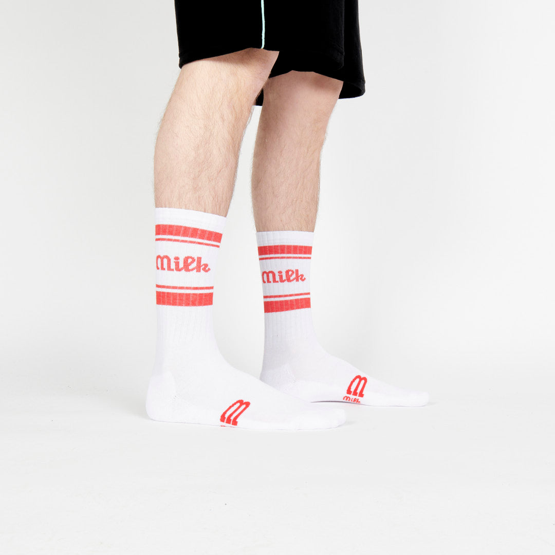 Milk Milson Socks Made in France - White/Red