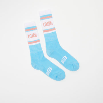 Milk Milson Socks Made in France - Light Blue/Rose Antico