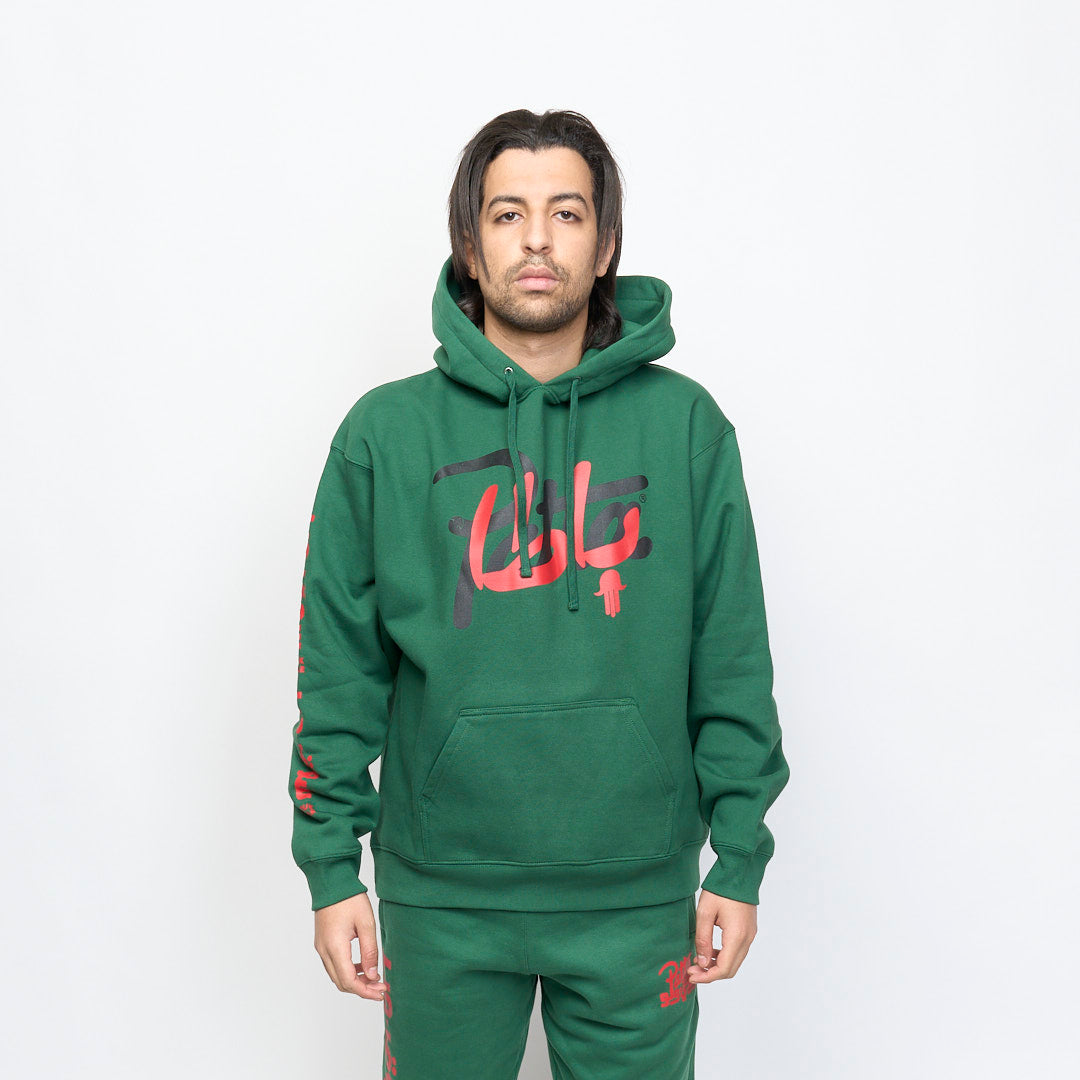 Patta x Hassan Hajjaj's Andy Wahloo - Script Logo Boxy Hooded Sweater (Eden)