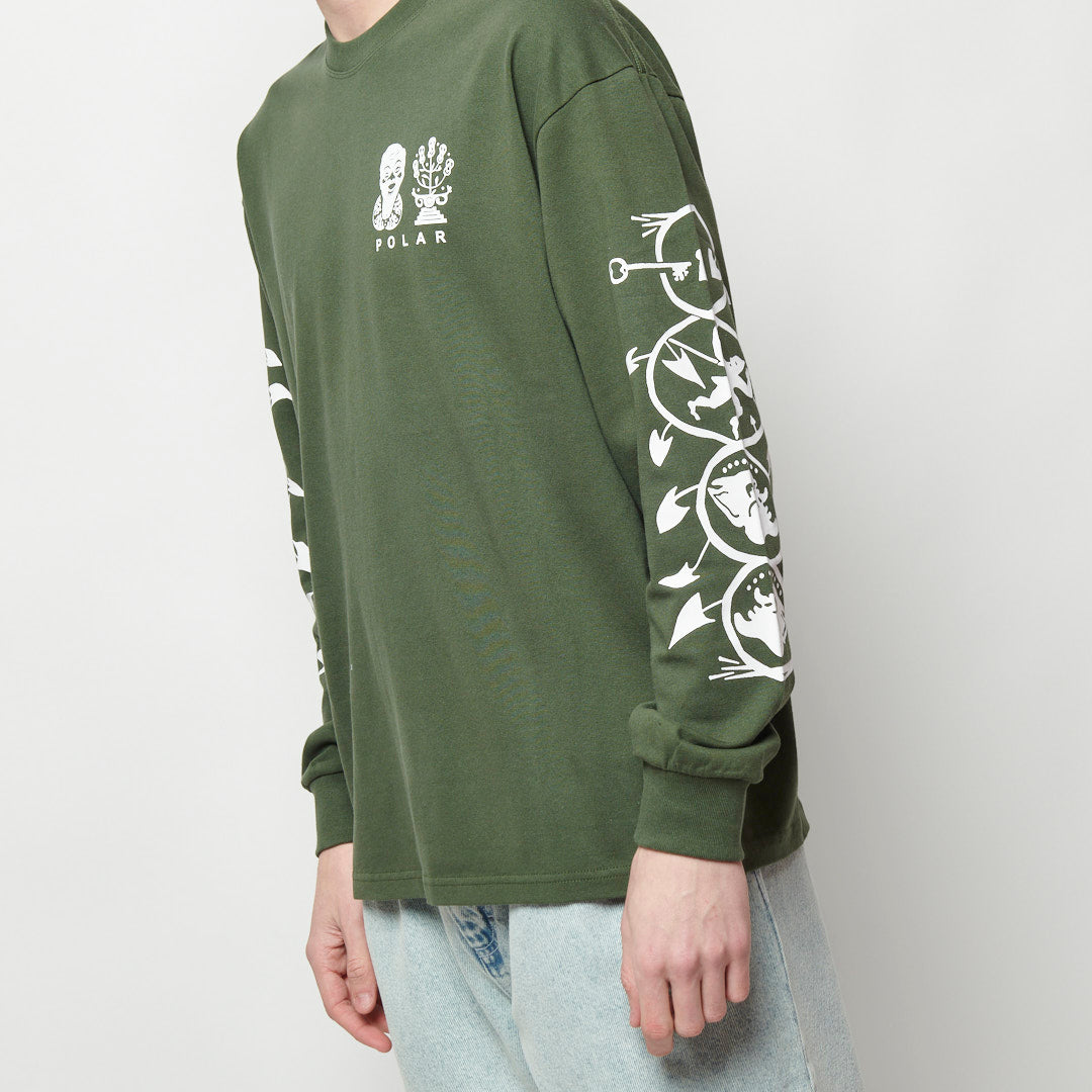 Polar Skate Co - Spiral Longsleeve Tee (Dark Olive)