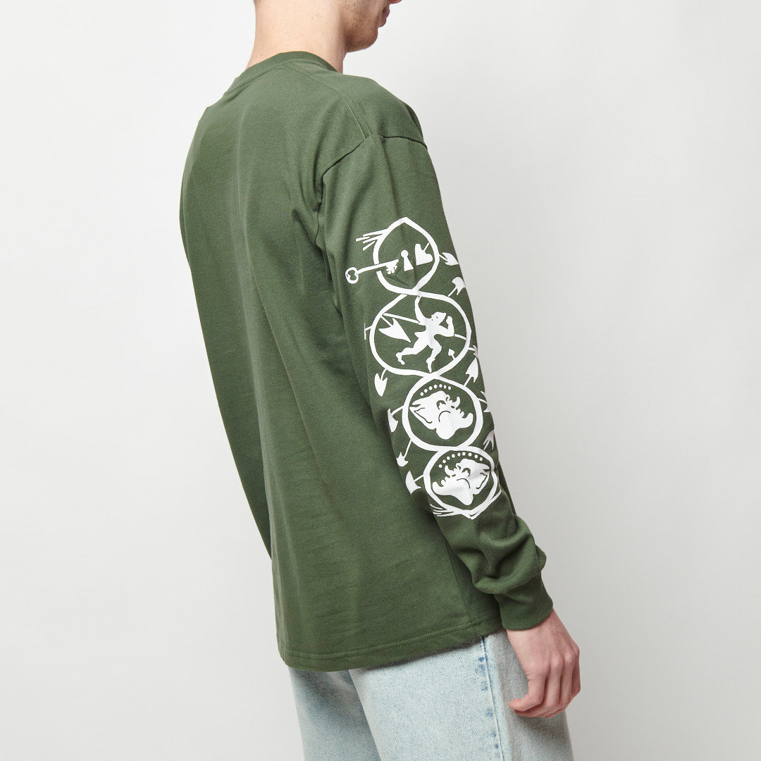 Polar Skate Co - Spiral Longsleeve Tee (Dark Olive)
