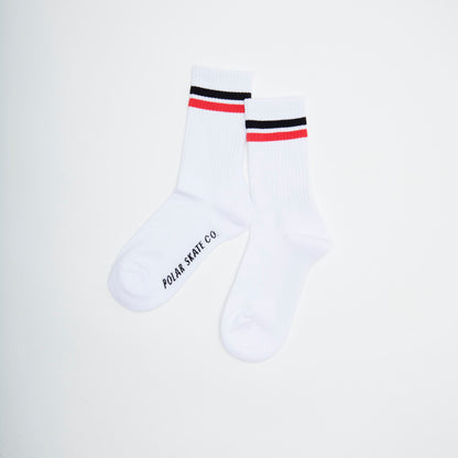 Polar Skate Co Stripe Socks - White / Black / Red