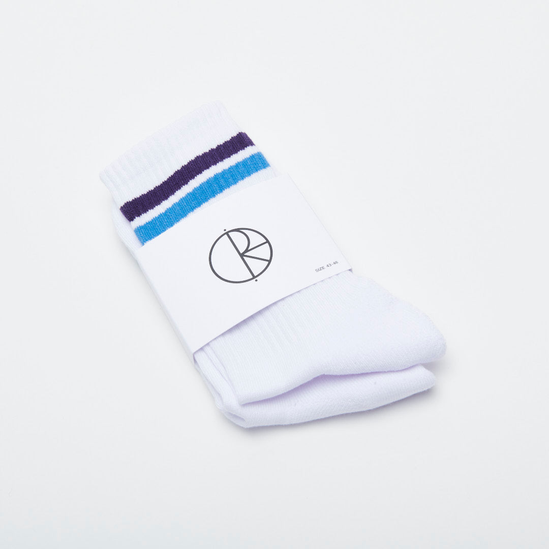Polar Skate Co Stripe Socks - White / Purple / Blue