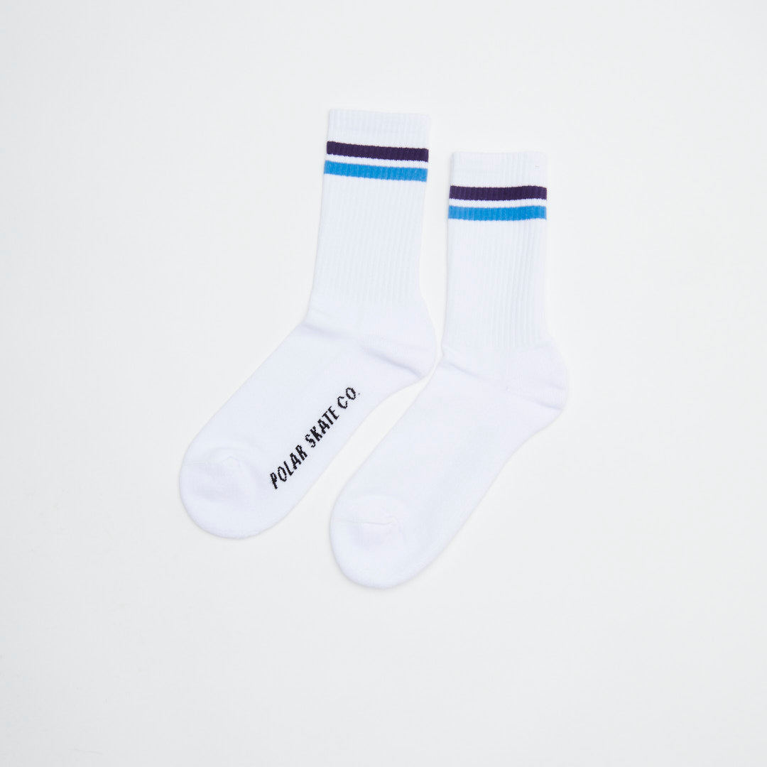 Polar Skate Co Stripe Socks - White / Purple / Blue